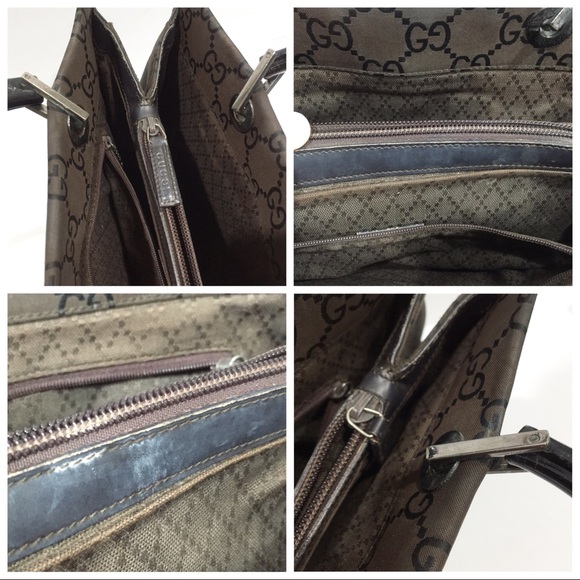 ❤️SOLD❤️Gucci brown and black monogram nylon bamboo handle vintage tote bag - Picture 10 of 14